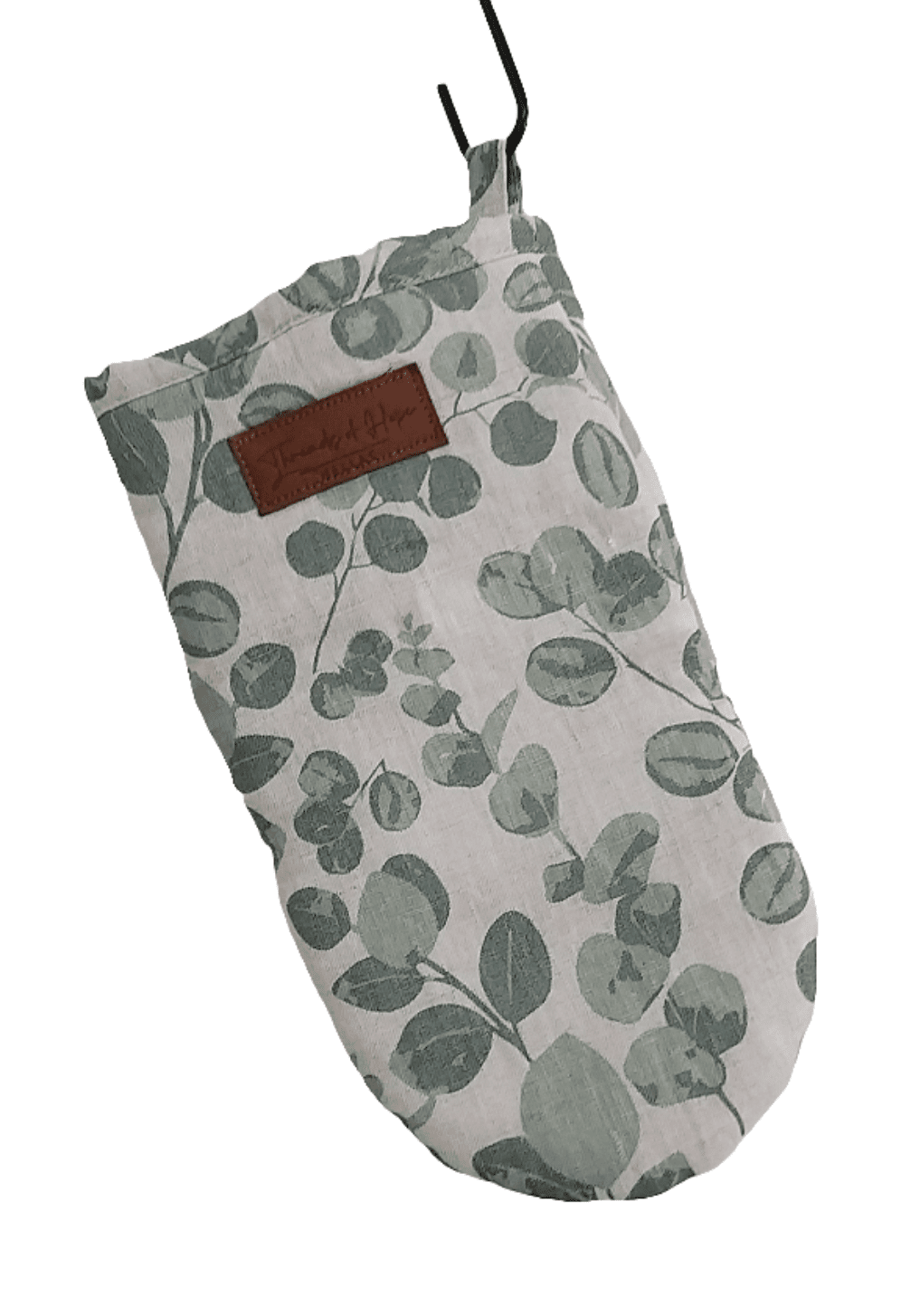 Oven Mitt - Linen with eucalyptus leaves print