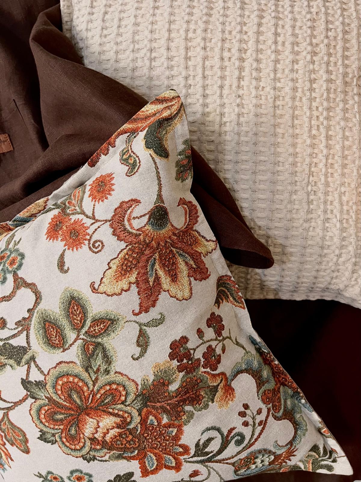 Cushion Cover, Orange Flowery